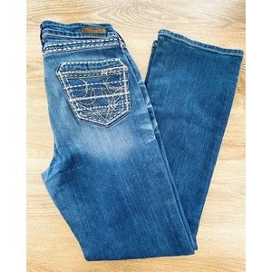 Wrangler Rock 47 Jeans Womens 32 X 32 Boot Cut Low Rise Med Wash Stretch Denim